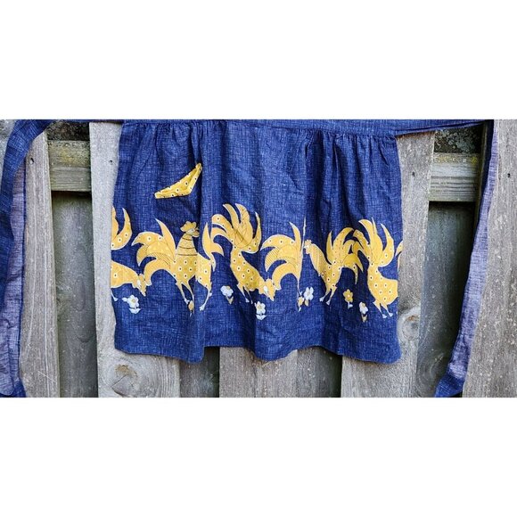 Kay Shannon Apron Hostess Vintage Rooster Daisy Design - Picture 3 of 8